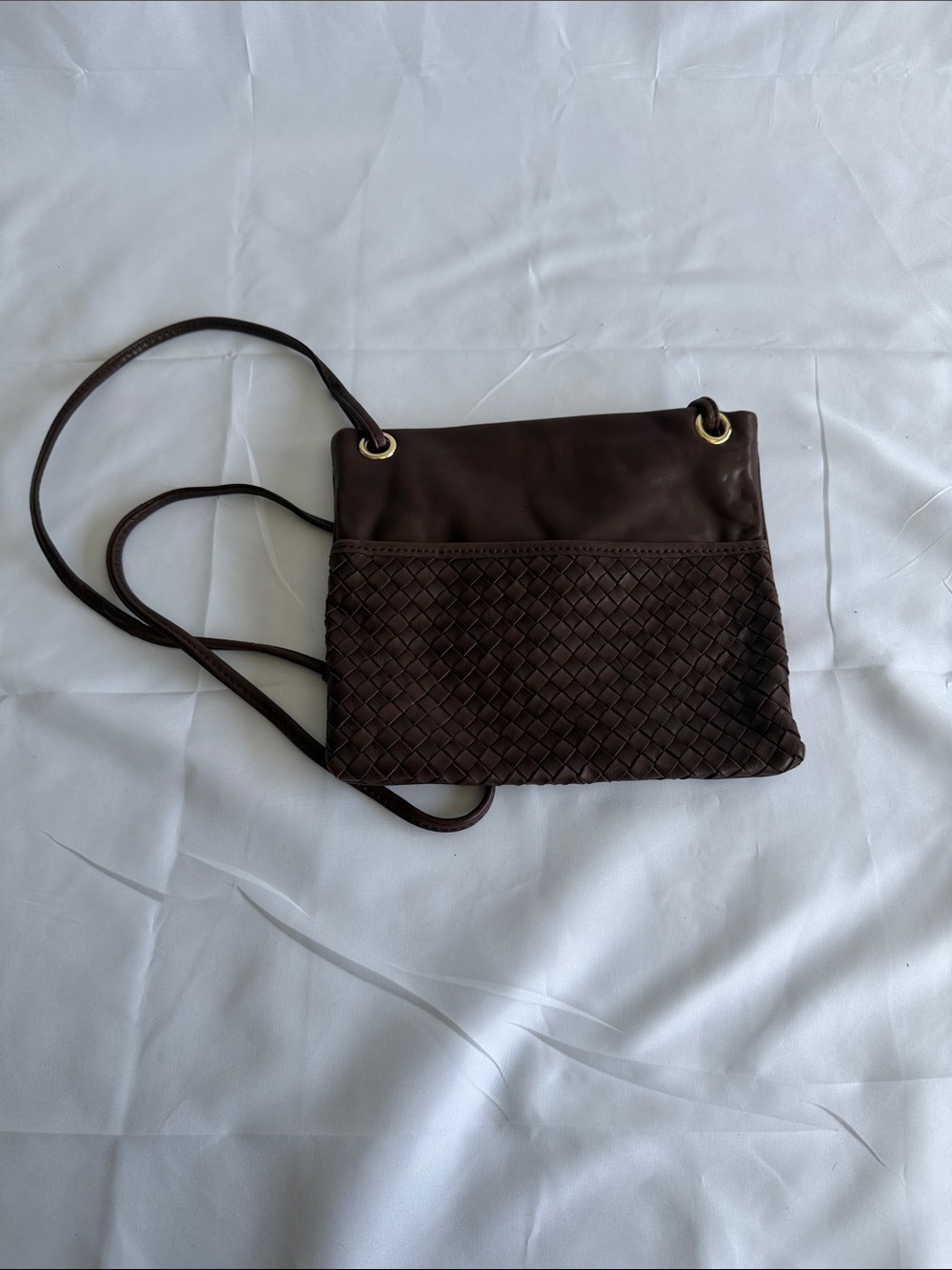 Margot New York "Kari" Mini Square Woven Leather Crossbody Bag